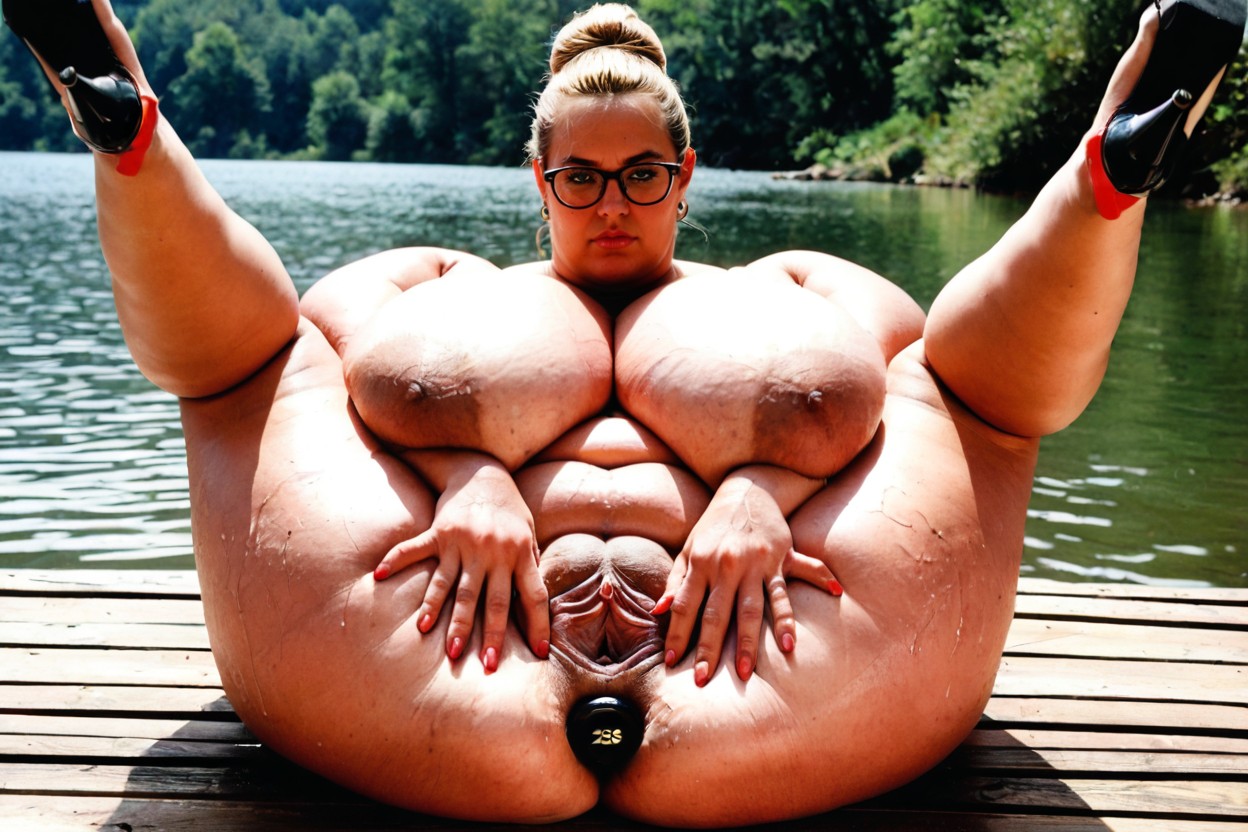 Glasses, Dripping, Super Large Belly BBW AI Porn