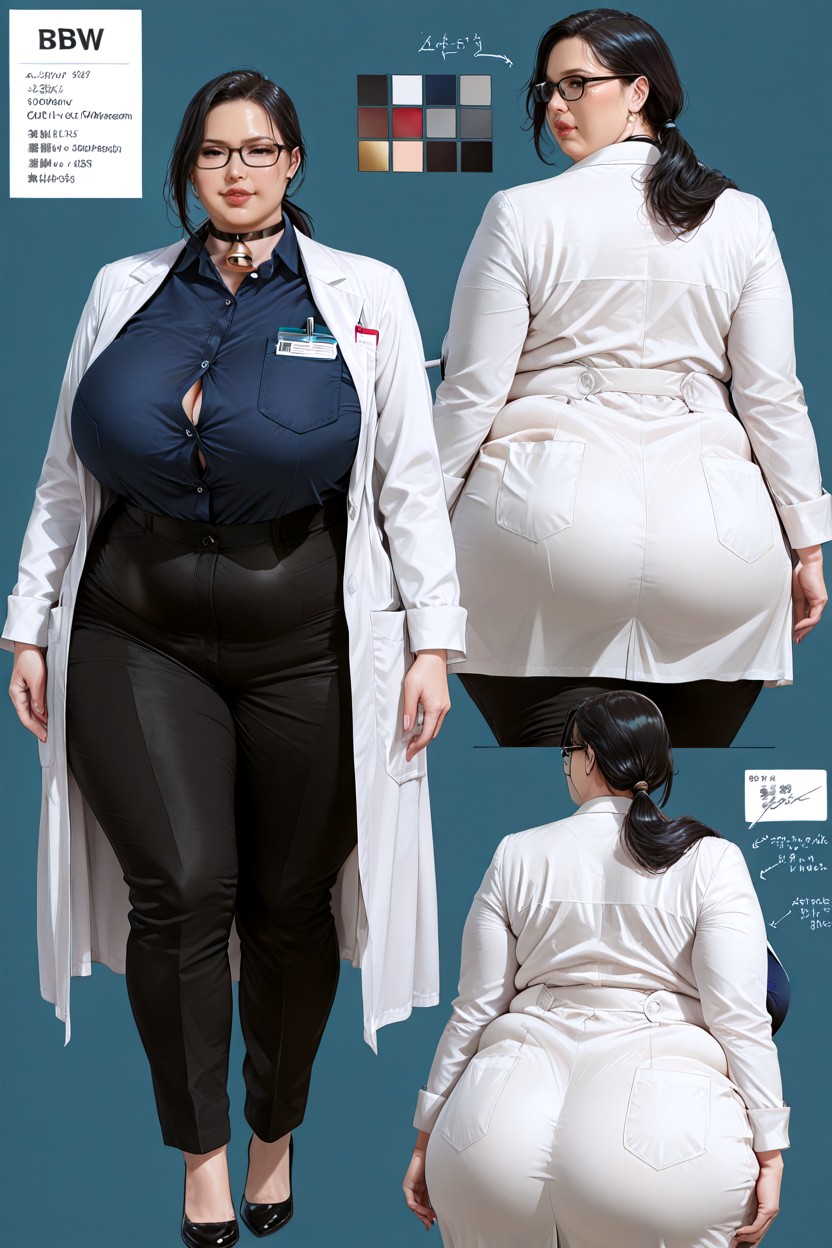 Waist Shot, Round Puffy Face, Simple Background BBW AI Porn