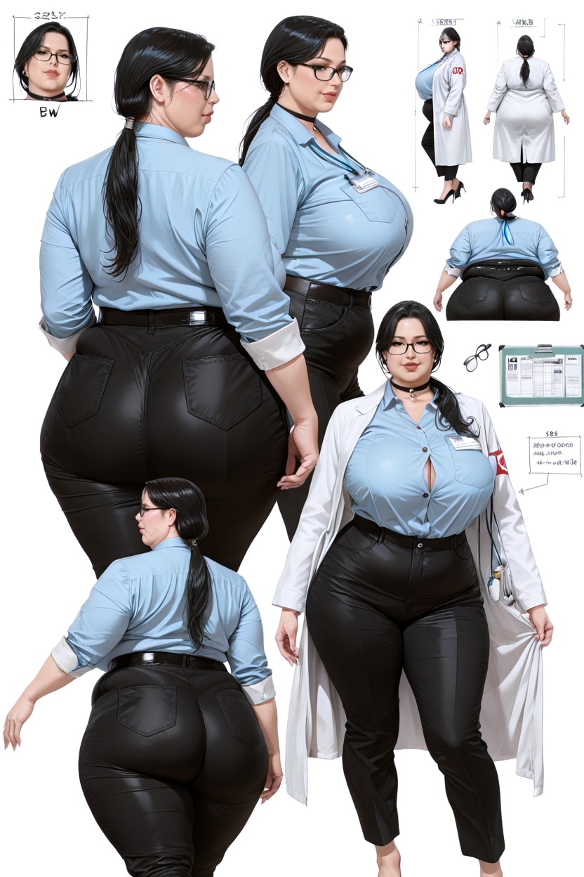 Bbw, Thick Black Glasses, Black Eyes BBW AI Porn
