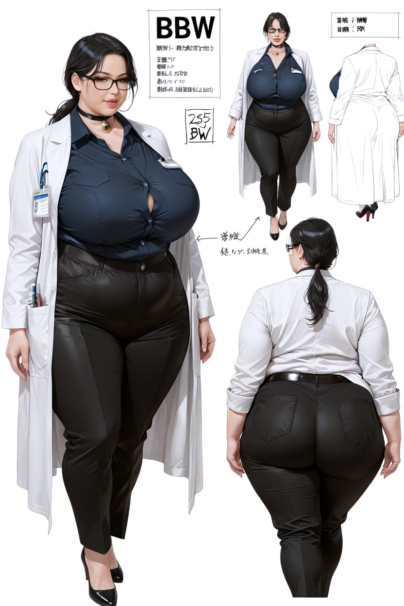 Waist Level Shot, De Pie, Thick Black Glasses Porno BBW IA