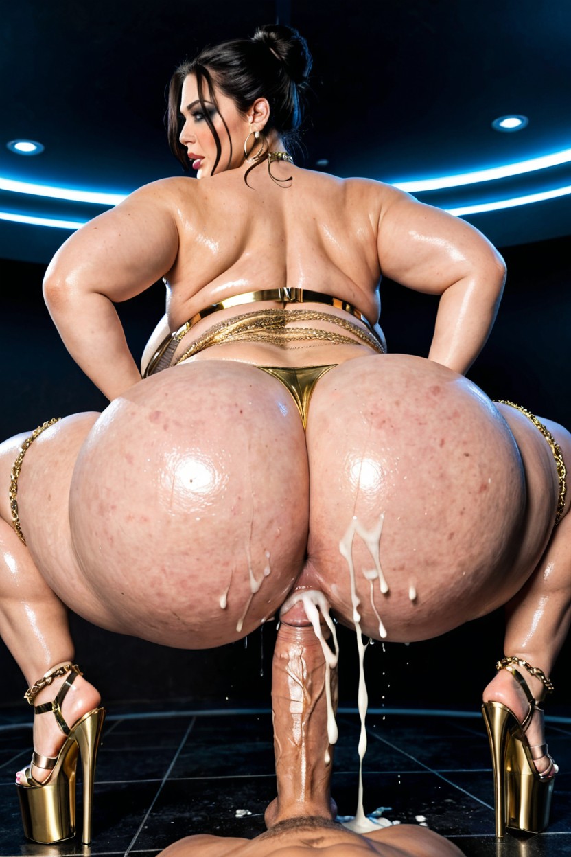 Hyper Obesity Anal Mount Fuck, Excessive Fat Rolls, Hard Light BBW AI Porn