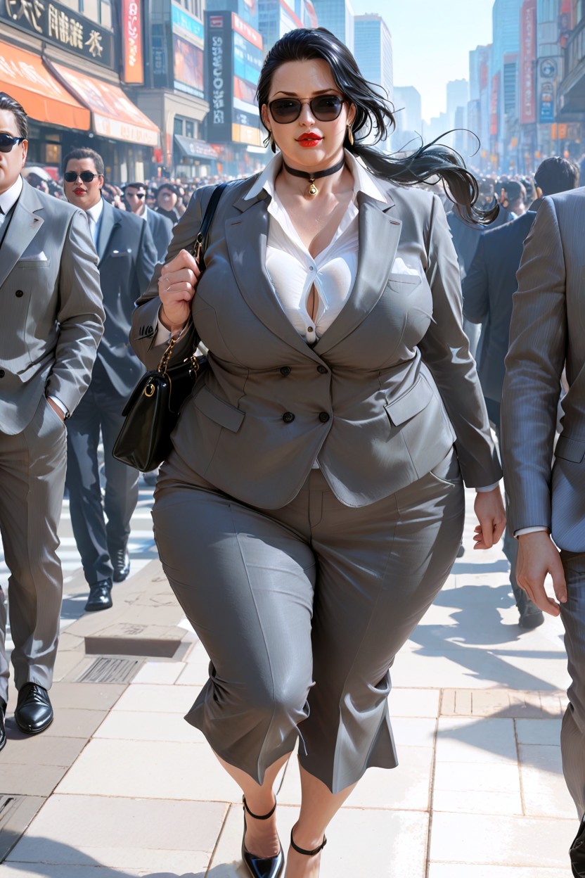Black Eyes, Round Plump Face, Fatty Businesswoman Porno BBW IA
