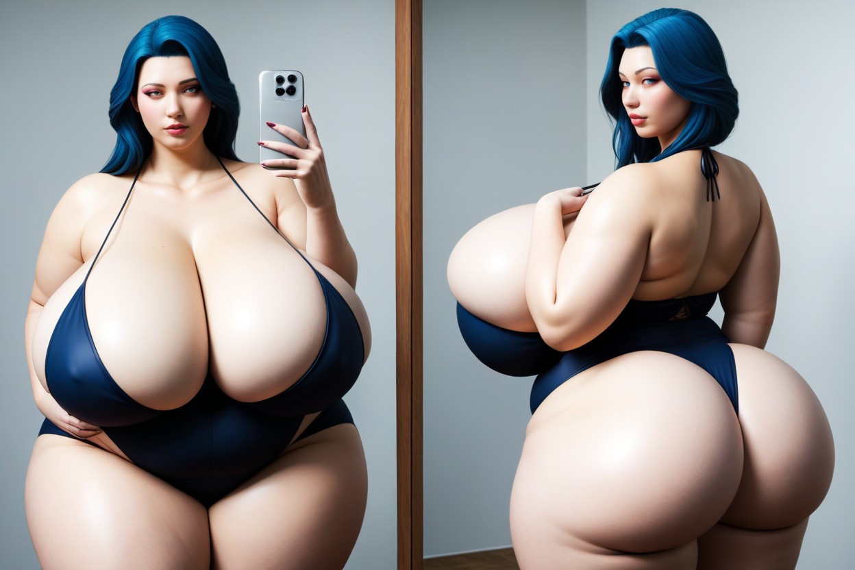 Multiple Views, Perfect D Hentai, She Is A Very Thick Plump Busty Fat Enlarging Bbw Hourglass Body Figured Woman BBW AI Porn