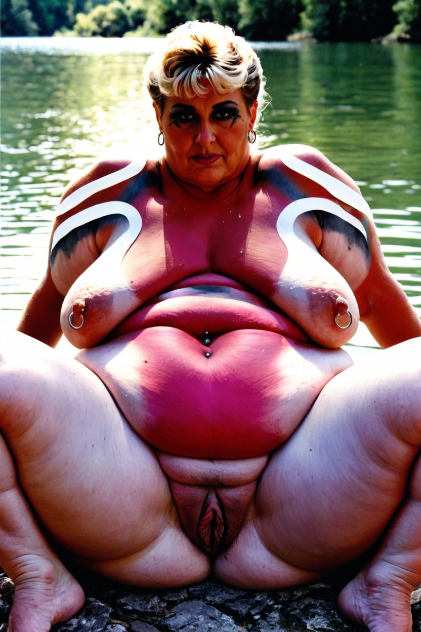 60+, Backlit, Sweating BBW AI Porn