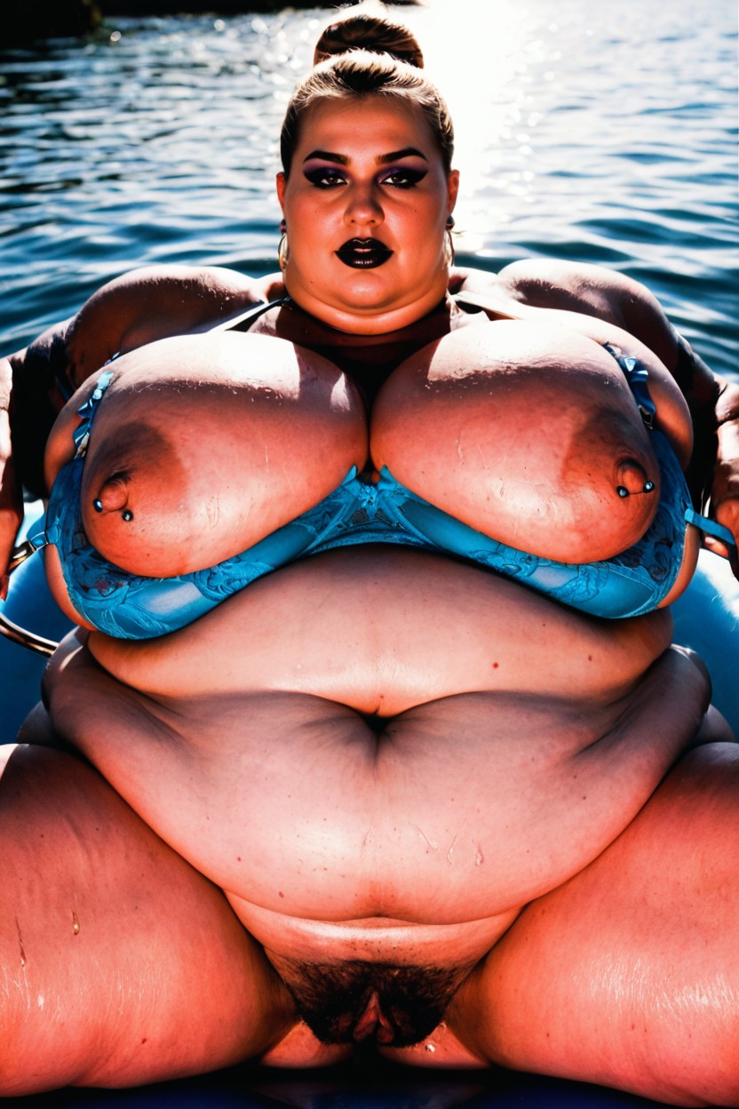 Show Pussy, Shaved Pussy, Backlit BBW AI Porn