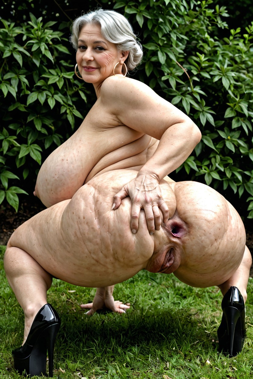 Extremely Large Labia, Naked, Bangs BBW AI Porn