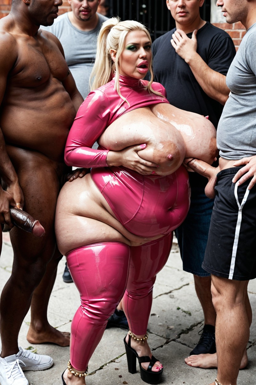 Gangbang, Gigantic Lips, Men Groping Tits And Ass BBW AI Porn