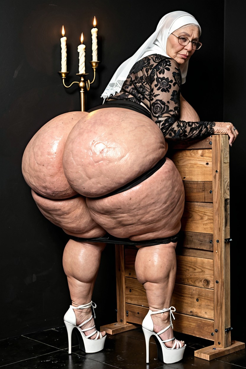 Tired, Wrinkles, Full Body BBW AI Porn