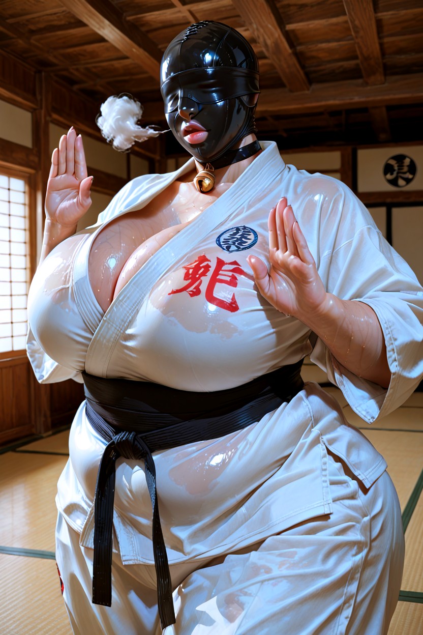 Polished Wooden Floor, Covered Head, Sharp Focused Air BBW AI Porn