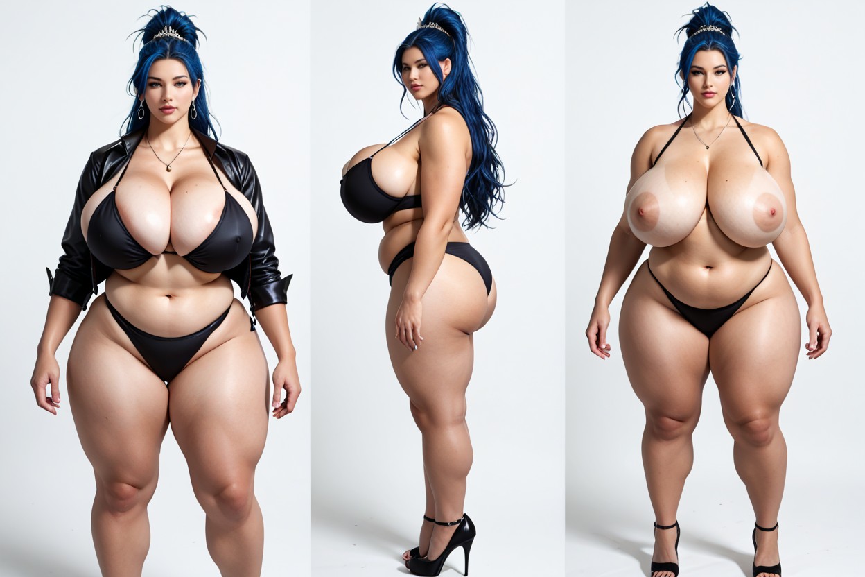 Multiple Views, Blue Hair, Loraimmense_drastic_monumental_ultra-hyper_enlarging_fatter_breast_expansion BBW AI Porn