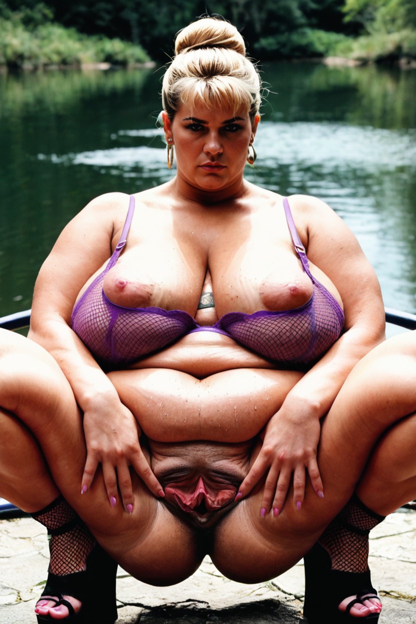 Stretchmarks, Pussy Clearly Visible, Sweating BBW AI Porn