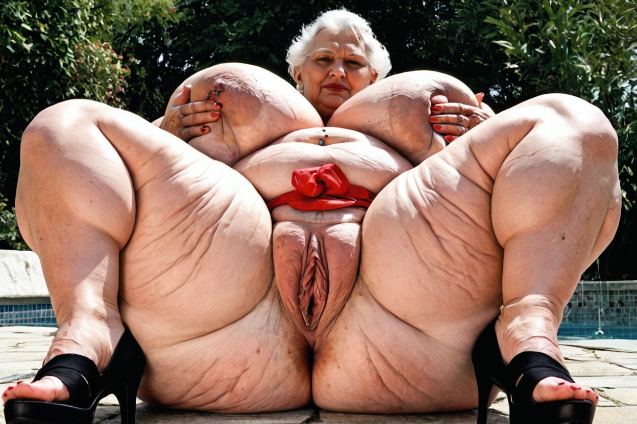 Extremely Large Labia, Shaved Pussy, Feet Together BBW AI Porn