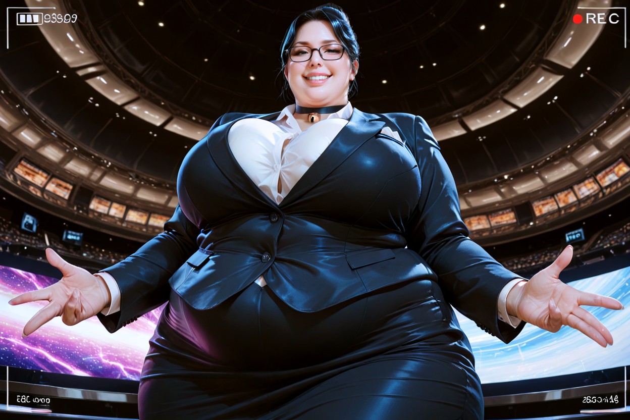Intellectual, Parted Lips, Clothed Natural Huge Breasts BBW AI Porn
