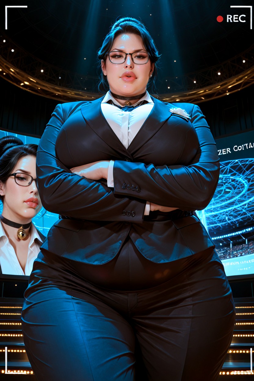 Choker With Bell, Ultra-wide Screen, Sharp Focus BBW AI Porn
