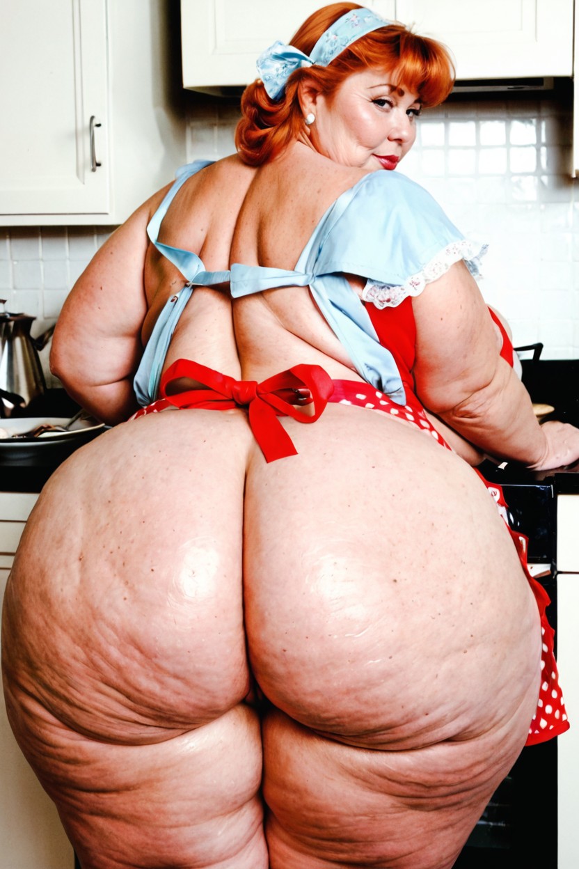 Ginger Ussbbw, Kitchen, Massive Calves BBW AI Porn