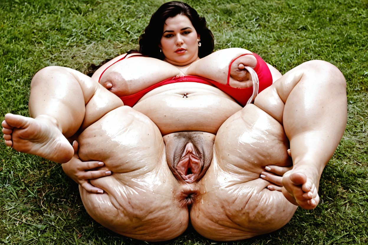 Top Down, Knees Apart, Sweating BBW AI Porn