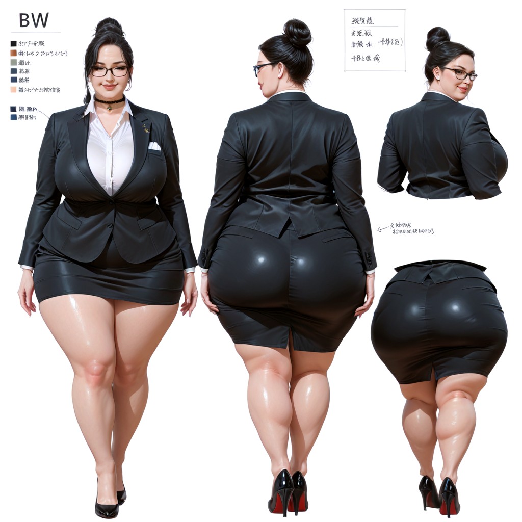 Clothed Gigantic Thick Wide Hips, Model, Double Chin BBW AI Porn