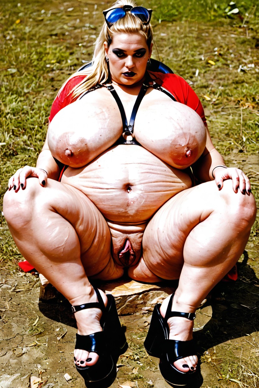 Pierced Belly Button, At The Park, Obese Belly Rolls Porno BBW IA