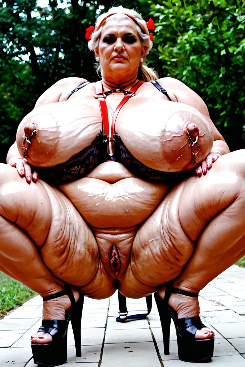 Long Length, Pierced Belly Button, At The Park BBW AI Porn