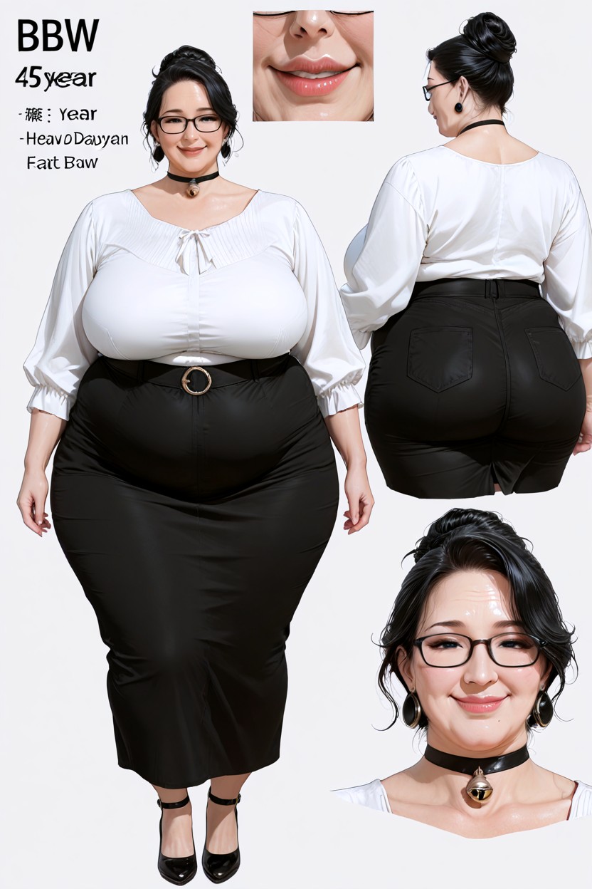 Full Body, Double Chin, Modest Hairstyle BBW AI Porn