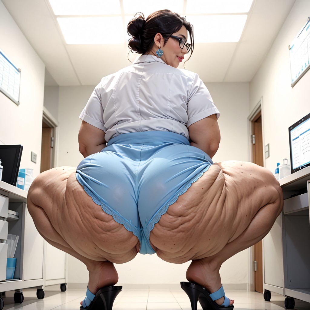 Digital Monitor Glow, Computers With Charts, Hyper Obesity BBW AI Porn