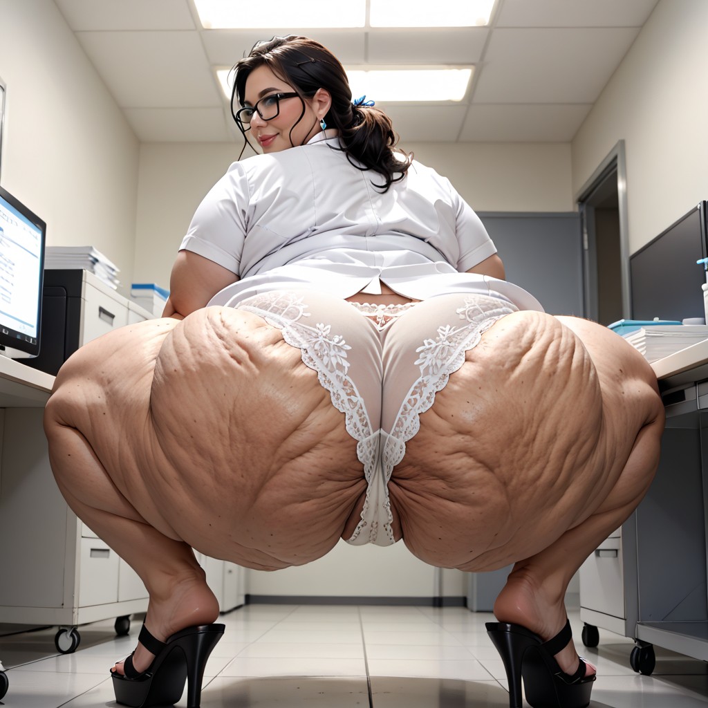 Cleanliness, Medical Sandals, Rear View BBW AI Porn