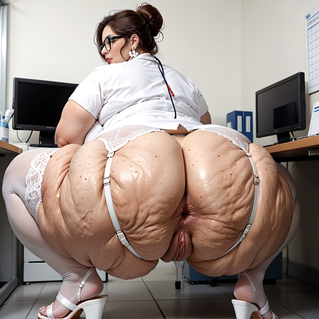 Modern Hospital Office, Very Short Hair, Pudgy BBW AI Porn