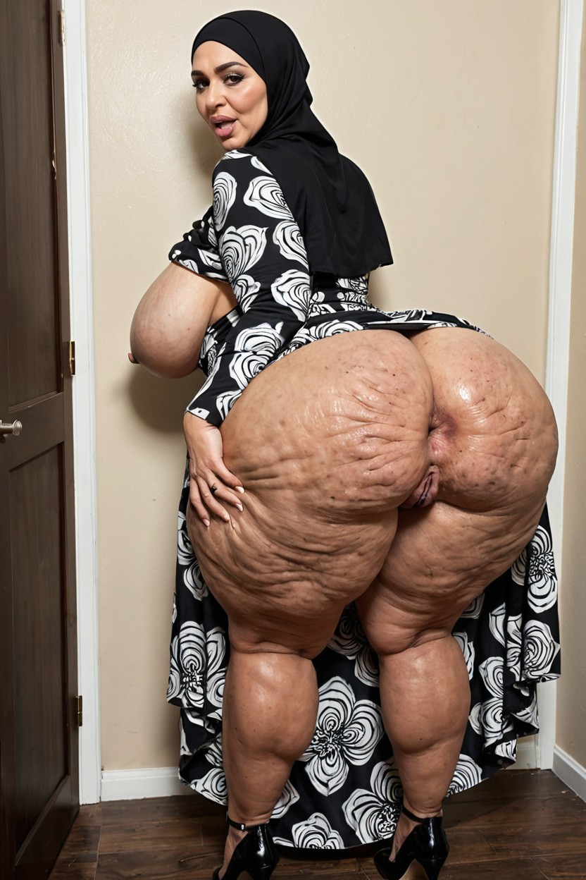 Bored, From Behind, Pigeon-toed Stance BBW AI Porn