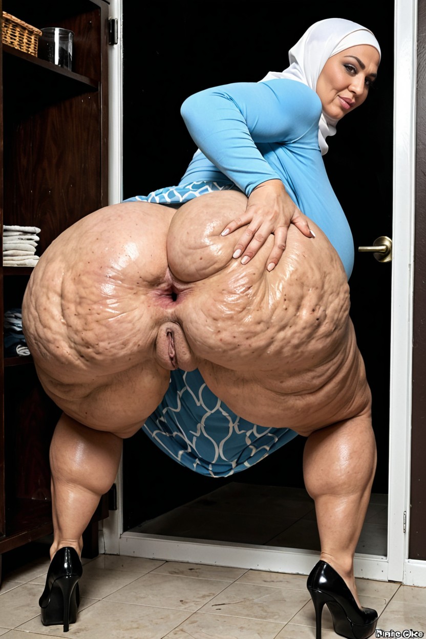 Gaping Anus, Kneeling, Standing In A Dark Room BBW AI Porn