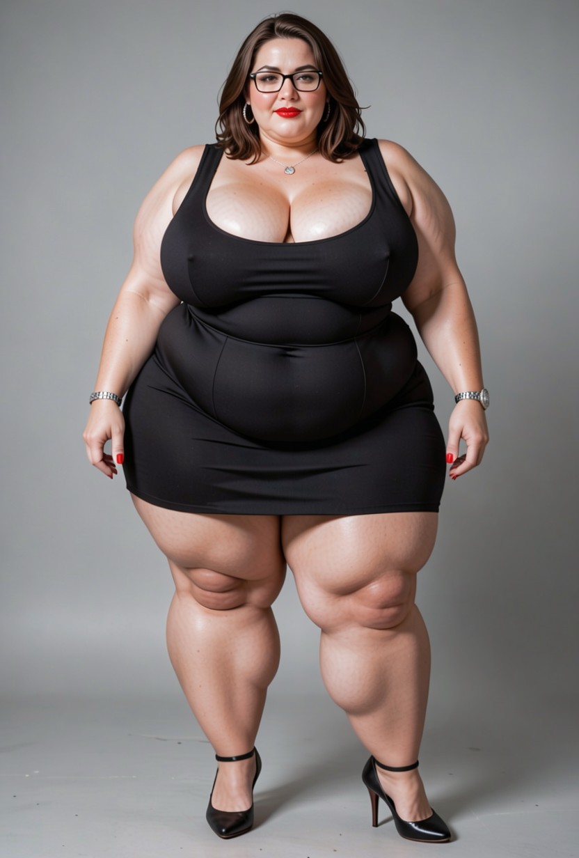 Black Glasses, Chubby Face, Plump All Over BBW AI Porn