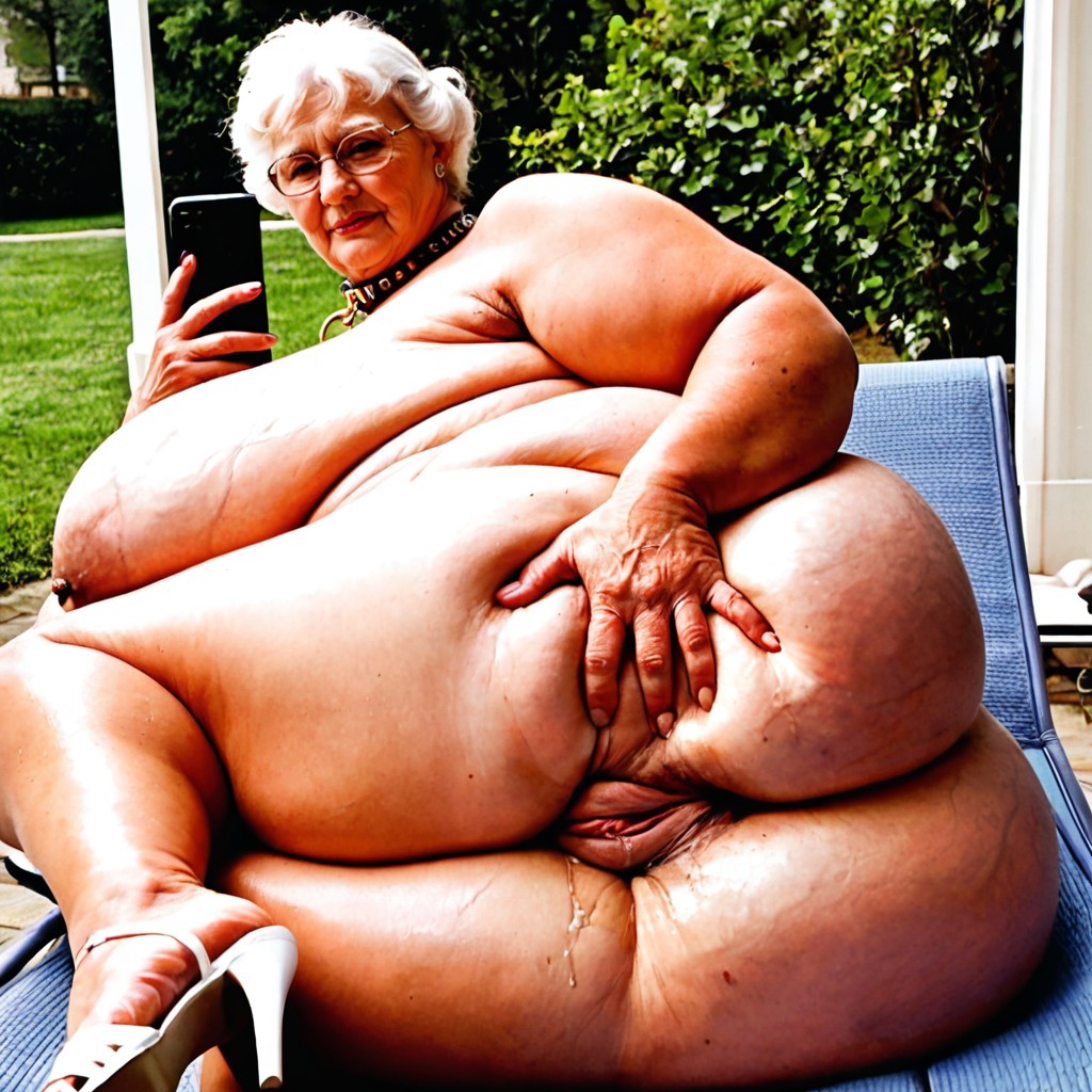 Obese Belly Rolls, Selfie, Feet Together BBW AI Porn