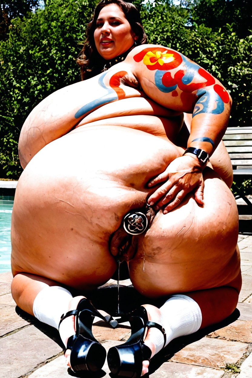 30+, Pierced Belly Button, At The Park BBW AI Porn