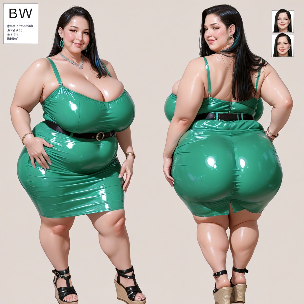 Reference Sheet, Spandex-fabric, Hyper Obesity BBW AI Porn