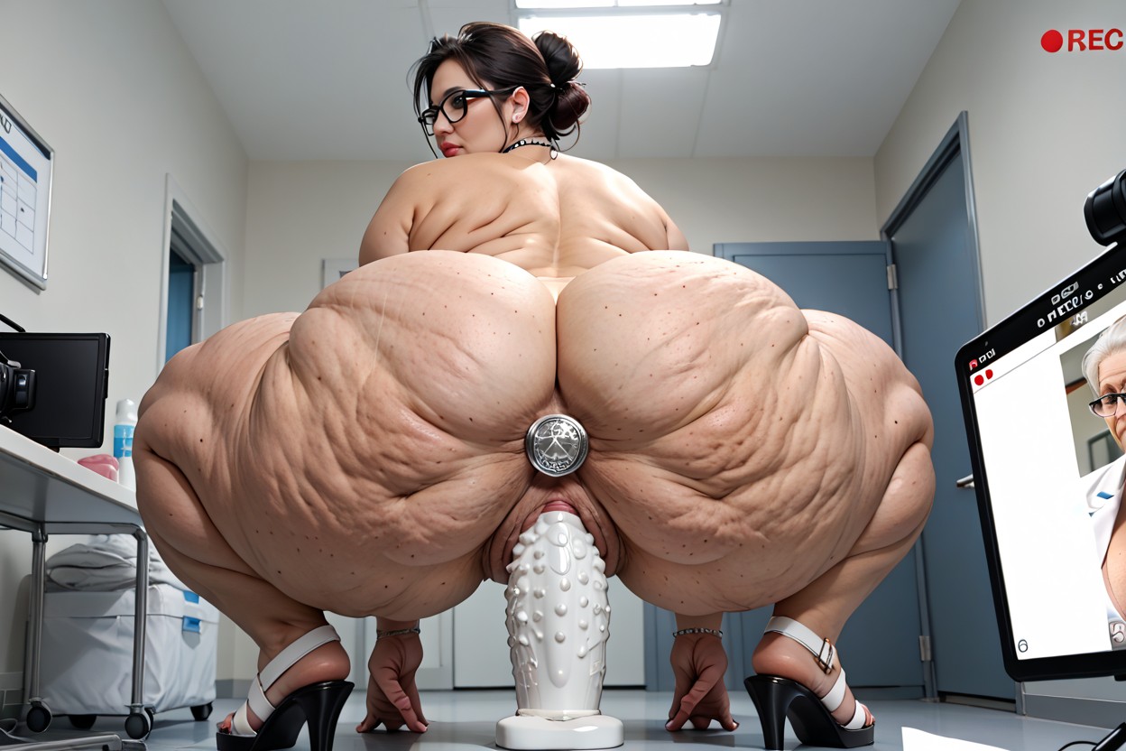 Black Eyes, Spreading Buttocks With Both Hands, Supermassive Thick Wide Hips BBW AI Porn