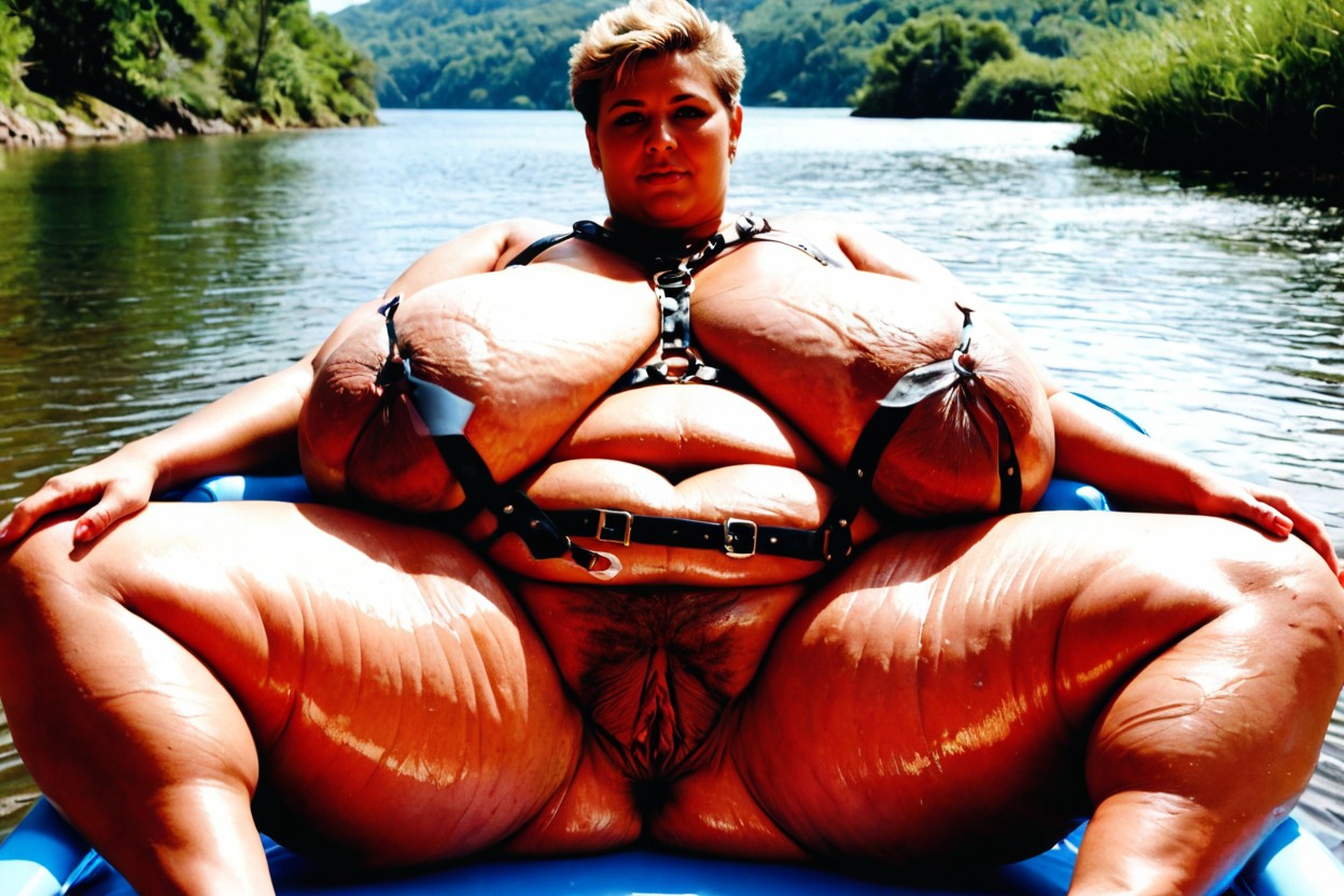 Naked, Super Large Belly, Leather Harness Porno BBW IA