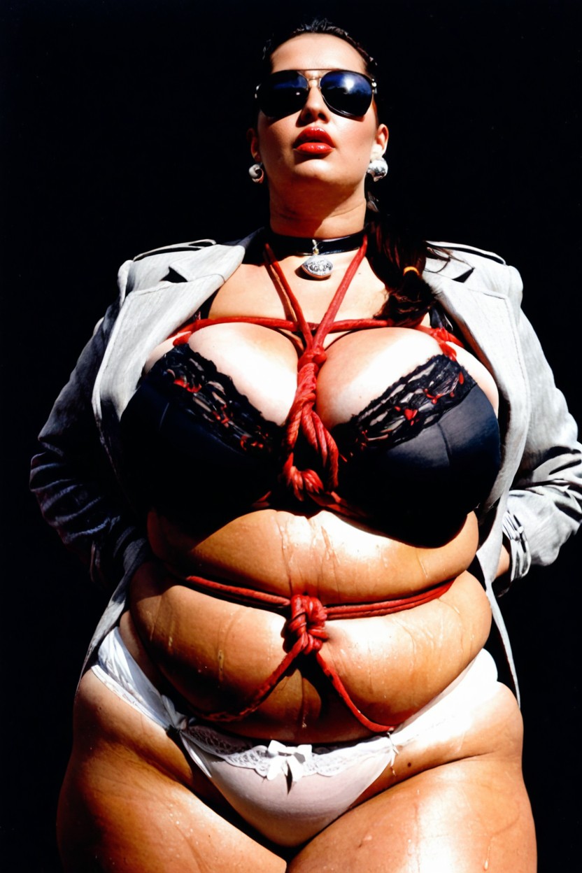 Straight Black Hair, Hyper Fat, Strong Color Contrast BBW AI Porn