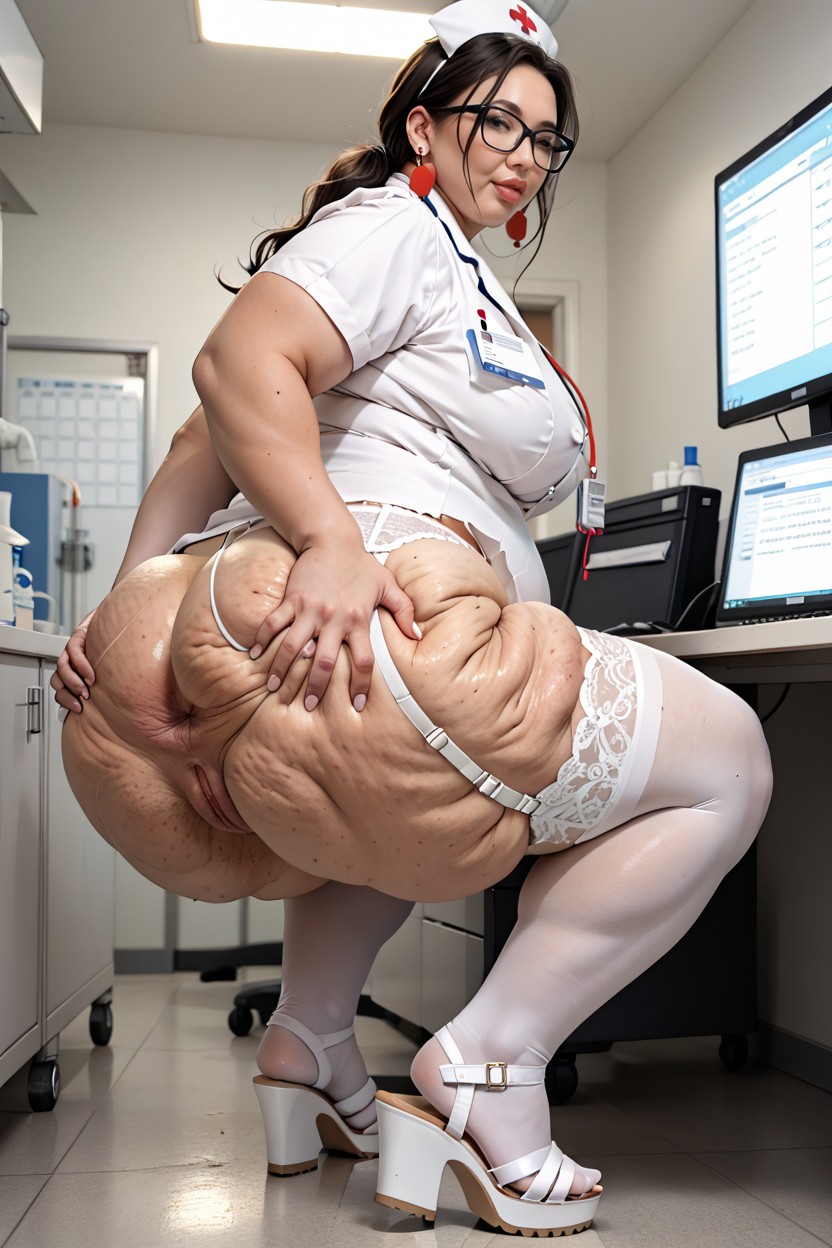 Gigantic Saggy Tits, Calm Workplace, Large Hyper Anal Hole Open BBW AI Porn