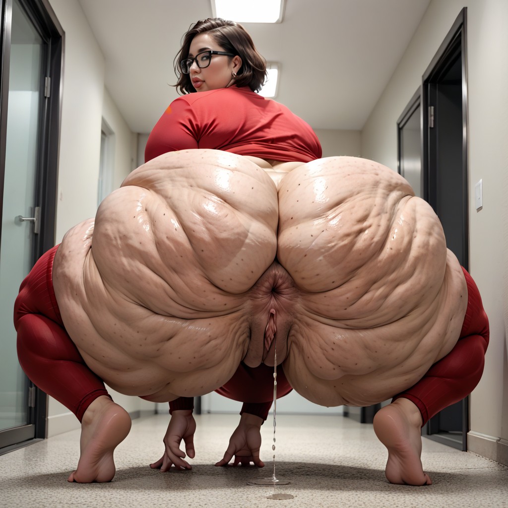 Hyper Obesity, Sharp Focus On Subject, Bottom Up BBW AI Porn