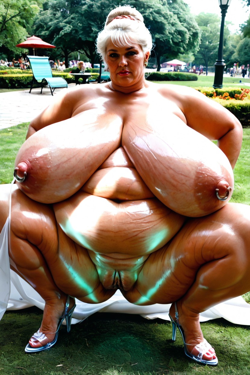 Gigantic Puffy Areolas, Public Park, Extremely Obese Ssbbw BBW AI Porn