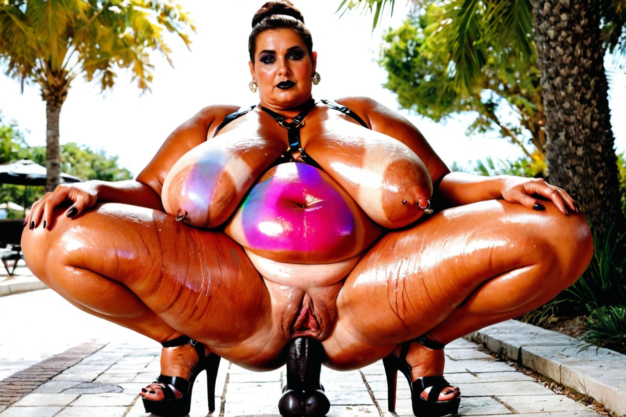 Oiled Skin, Pierced Nipples, Extremely Obese Ssbbw BBW AI Porn