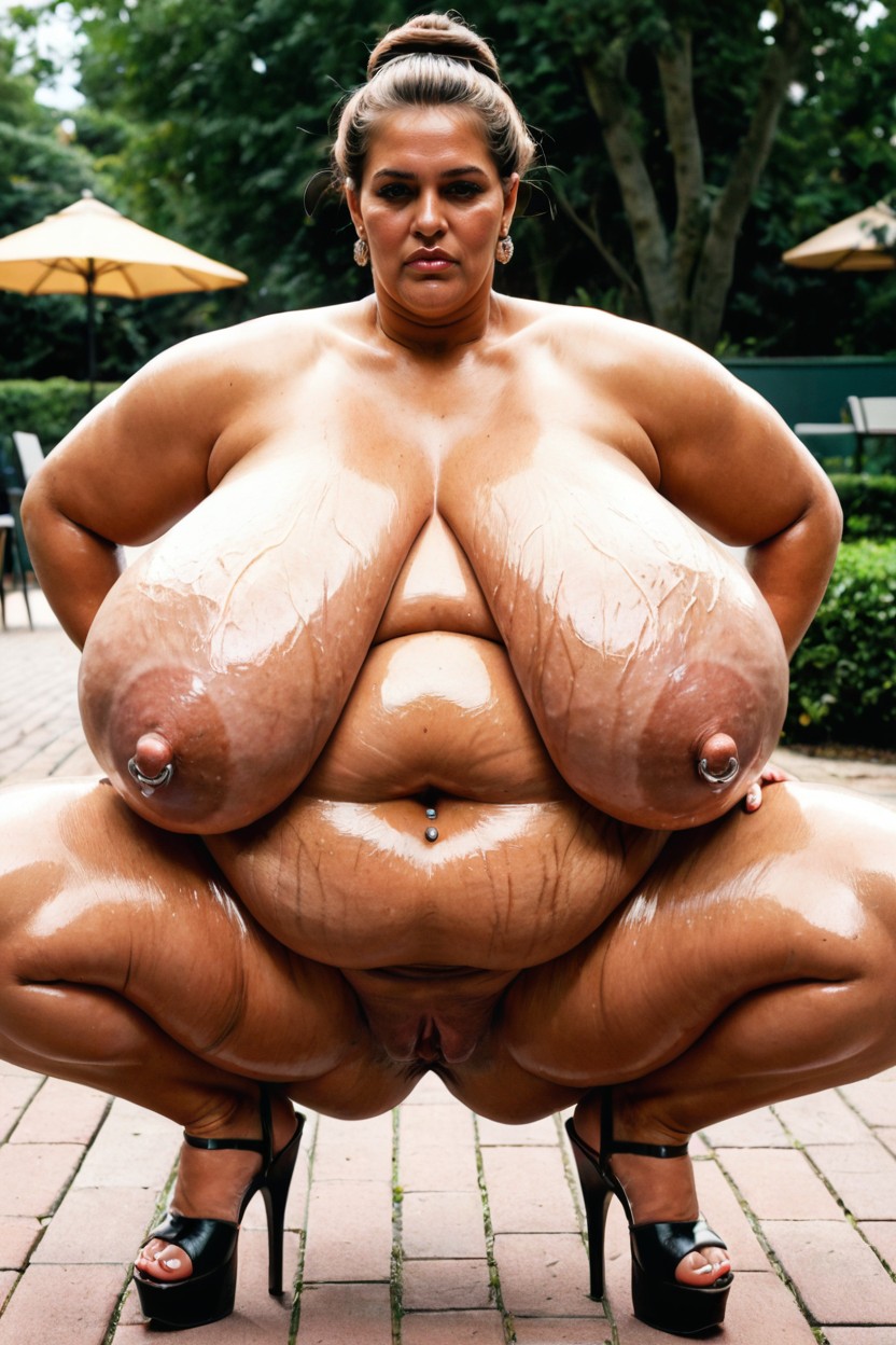 Natural Sagging Breasts, Sad, Gigantic Puffy Areolas BBW AI Porn