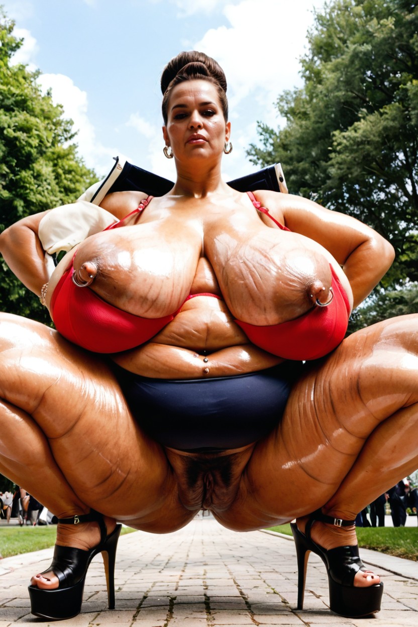Half Cup Bra, Detailed Anus, Platform Heels BBW AI Porn