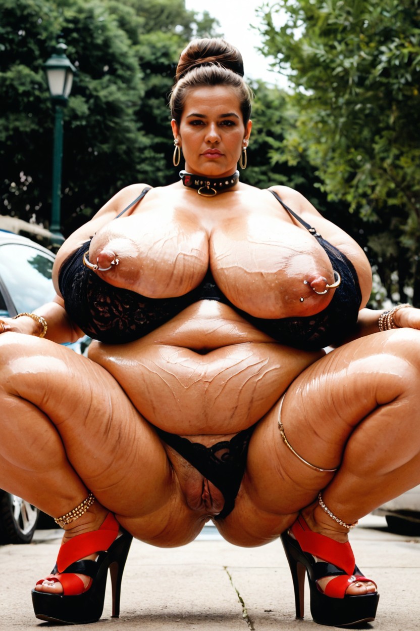 Horny, Public Park, Squatting BBW AI Porn