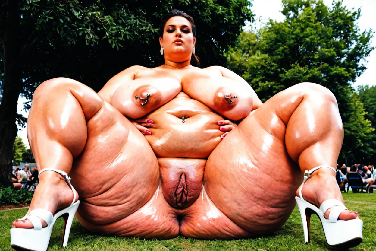 Shaved Pussy, Sit, Glistening Skin BBW AI Porn