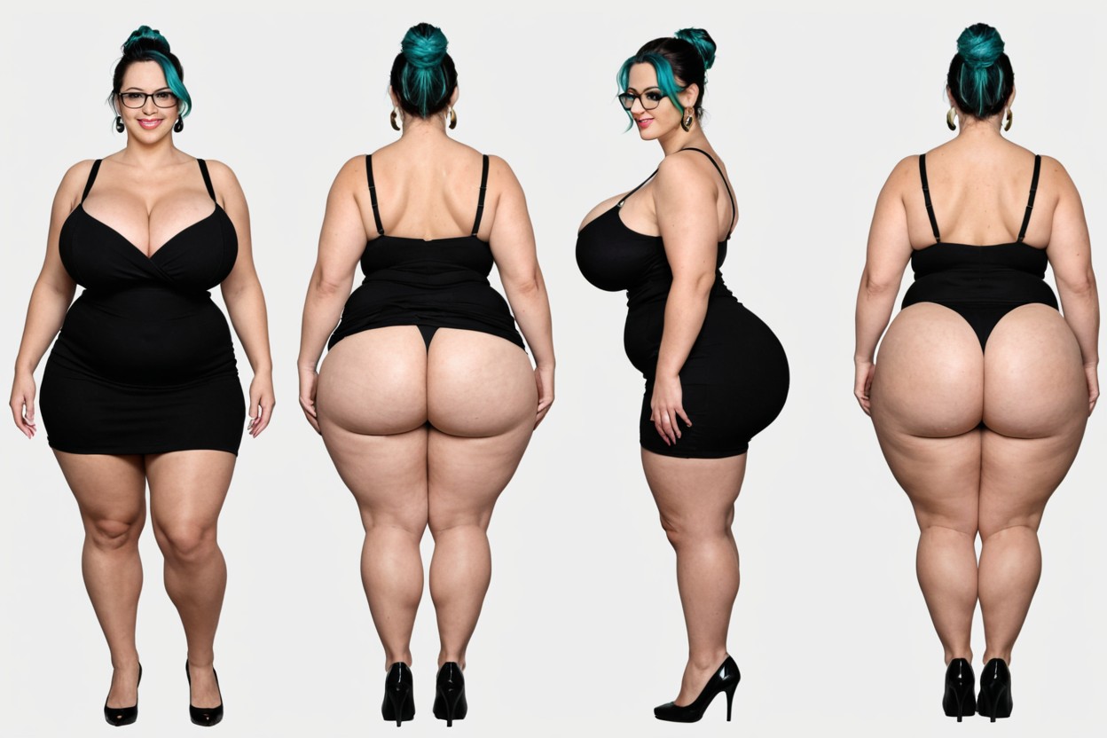 Thick Black Glasses, Standing, Fatty Housewife BBW AI Porn