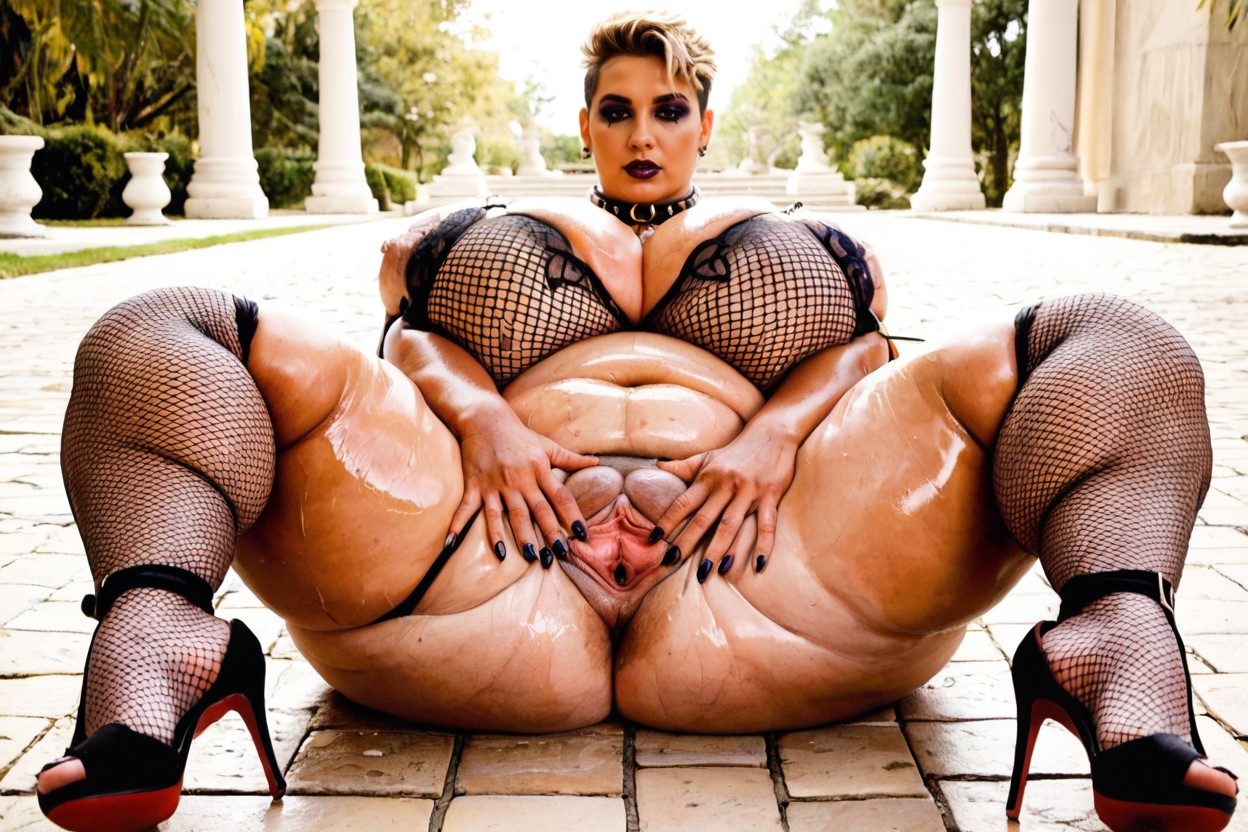 Stiletto Heels, Oiled Skin, Pussy Clearly Visible Porno BBW IA