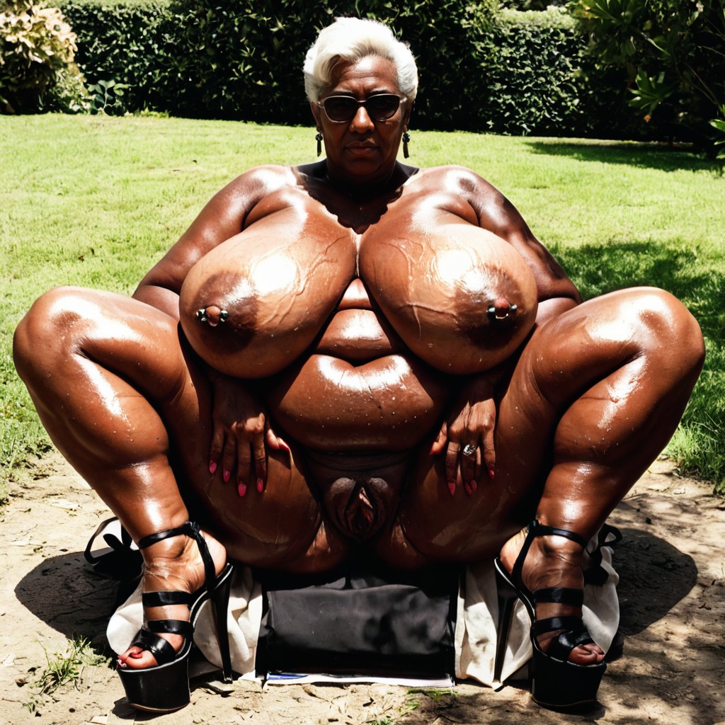 Oiled Skin, Sit, Sweating BBW AI Porn
