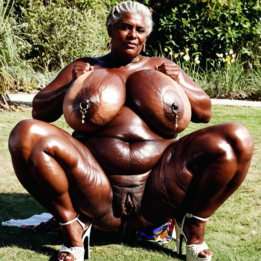 Colossal Breast, Stiletto Platform Heels, Oiled Skin BBW AI Porn