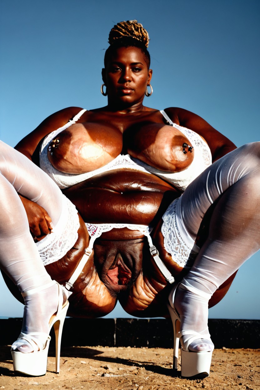 Black Skin, Shaved Pussy, Extremely Large Labia Porno BBW IA