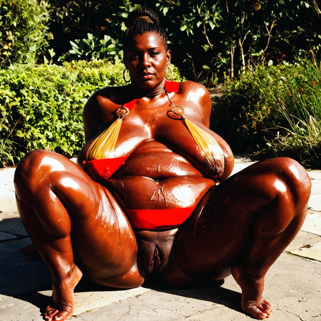 Oiled Skin, Soft Light, Very Short Hair BBW AI Porn